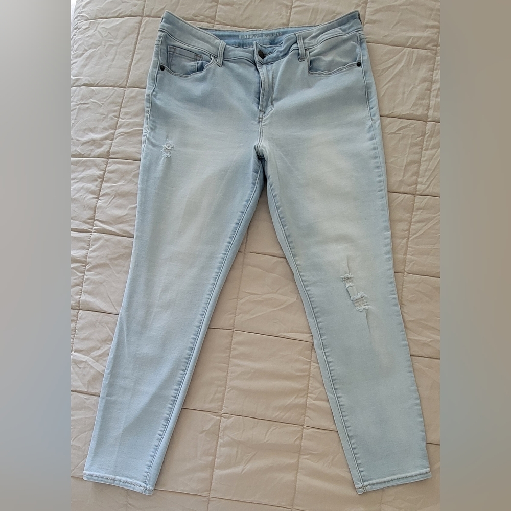 Old Navy Rockstar Denim Jeans, Distressed Look, Size 12